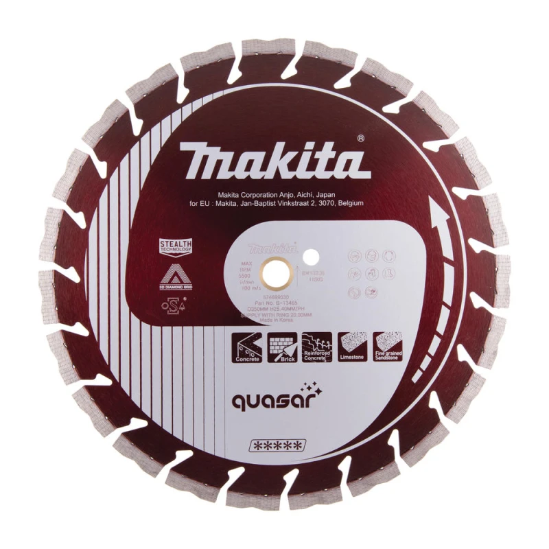 Image of Makita Quasar Stealth Dry & Wet Diamond Wheel Cutting Disc 350mm 3mm Pack of 1 B-13465