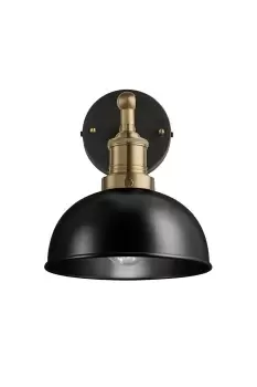 Image of Brooklyn Dome Wall Light, 8 Inch, Black, Brass Holder
