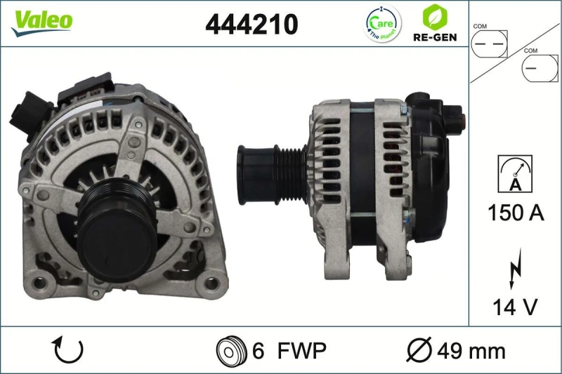 Image of VALEO 444210 Generator VALEO RE-GEN REMANUFACTURED Alternator Charging Current: 150A, Voltage: 14V Alternator (4)