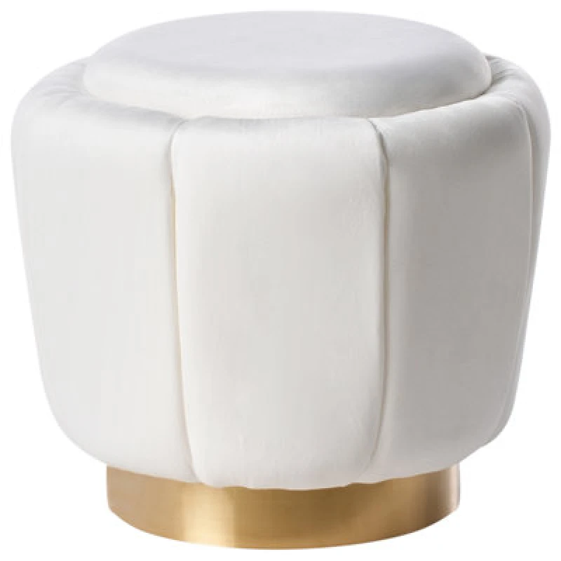 Image of Beliani Pouffe Irving Velvet White