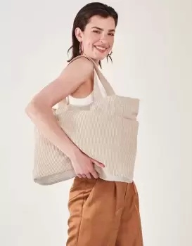Image of Accessorize Womens Cord Shopper Bag Cream, Size: 34x44cm