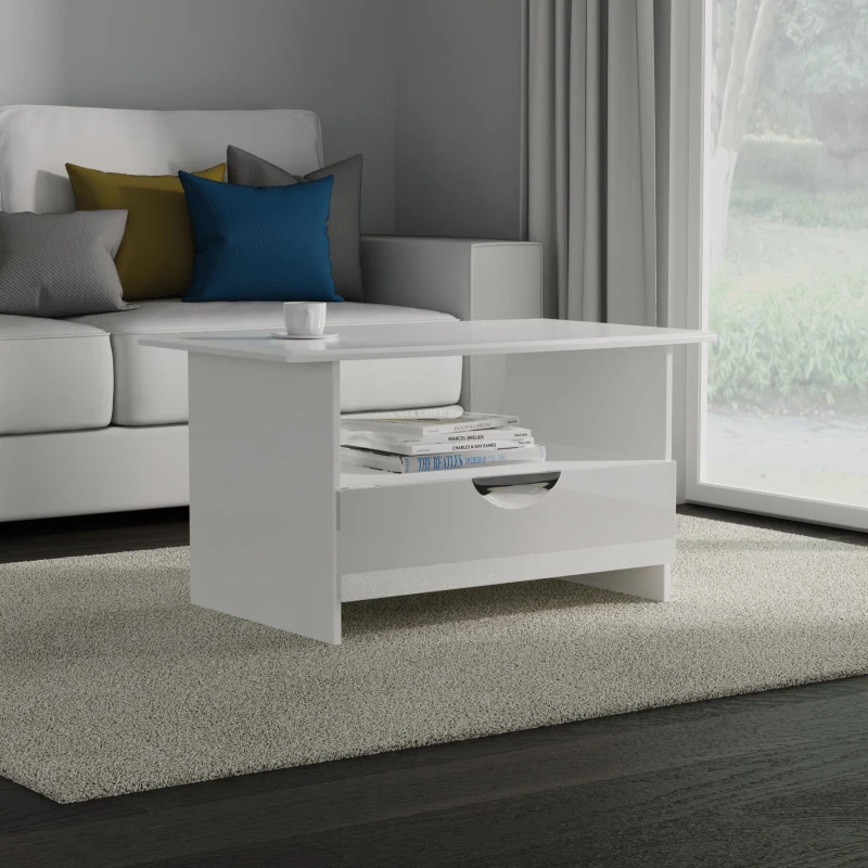 Image of Ready Assembled 2 U Holborn Bottom Drawer Coffee Table (Ready Assembled) in White Size: Medium White Unisex Medium
