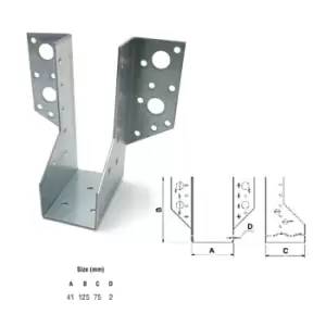 Image of Moderix - Jiffy Timber Joist Hangers Decking Lofts Roofing Zinc Packs - Size 41x125x75x2mm - Pack of 20