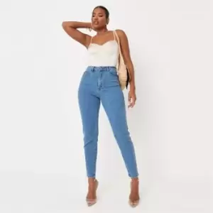 image of Missguided High Waisted Slim Fit Jeans - Blue