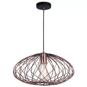 Image of Banff 40cm Wire Frame Pendant Ceiling Light Rust Copper Metal LED E27 - Merano