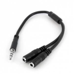 image of Startech Headset Adapter for Headsets with Separate HeadphoneMic Plugs 3.5mm 4 position to 2x 3 position 3.5mm