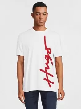 image of HUGO Dyton Signature Logo T-Shirt - White Size M Men