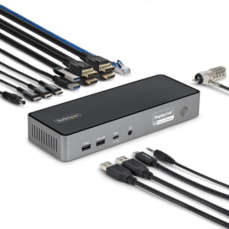 Image of StarTech.com StarTech.com Triple-Monitor USB-C Docking Station, 140W Laptop Charging Dock for MacBook Pro and Windows, 4K 60Hz HDMI or DisplayPort, TA