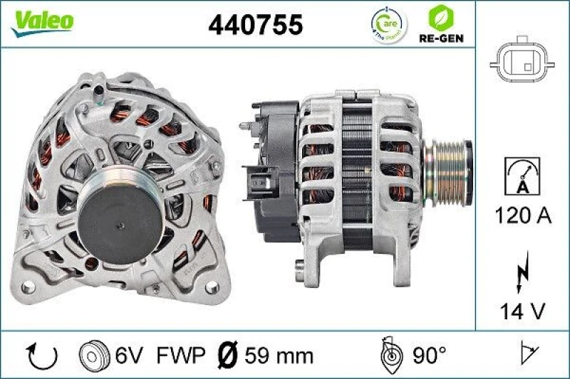 Image of VALEO 440755 Generator Alternator Charging Current: 120A, Voltage: 14V Alternator (4)