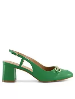 Dune London Cassie Snaffle Open Court - Green Leather, Green, Size 3, Women