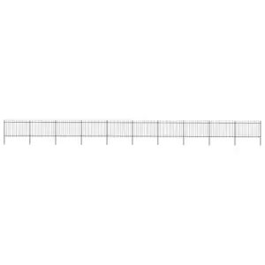 Image of Vidaxl Garden Fence With Spear Top Steel 17X1.2 M Black