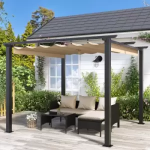 image of 3x3M Outdoor Retractable Pergola with Canopy Patio Metal Shelter for Garden Lawn Patio