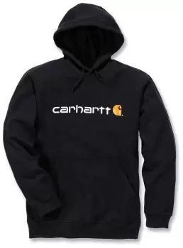 Image of Carhartt Signature Logo Midweight Hoodie, black, Size 2XL, black, Size 2XL