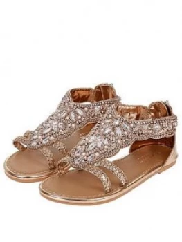 Monsoon Girls Valencia Beaded Scallop Sandal - Rose Gold, Size 1 Older