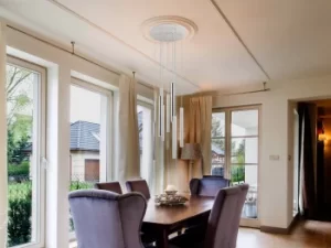 image of Varas Integrated LED 9 Light Dimmable Cluster Drop Ceiling Pendant Matt White, Gold