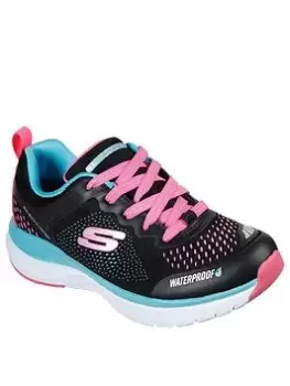 image of Skechers Girls Ultra Groove Miss Hydro Lace Up Waterproof Mesh Trainer, Black, Size 13 Younger