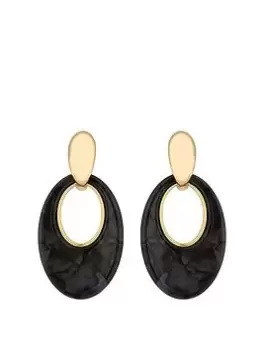 image of Jon Richard Jon Richard Gold Plated Resin And Polished Earrings, Black, Women