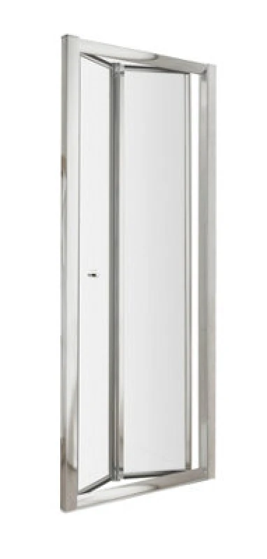Image of Hudson Reed Ella Bi-Folding Shower Door, Aluminium Frame Space-Saving Bifold Shower Screen Enclosure In Chrome, 1850 X 760mm
