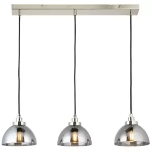 Image of Endon Caspa Bar Pendant Ceiling Lamp, Bright Nickel Plate, Mirrored Glass