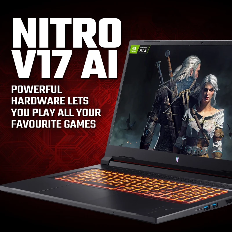 Image of Acer Acer Nitro V 17 AI ANV17-41 - AMD Ryzen 7 260, 16GB, 1TB SSD, NVIDIA GeForce RTX 5070, 17.3" Full HD, Windows 11 Gaming Laptop NH.QZJEK.001