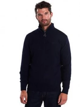 Image of Barbour Essential Lambswool Half Zip, Navy, Size L, Men