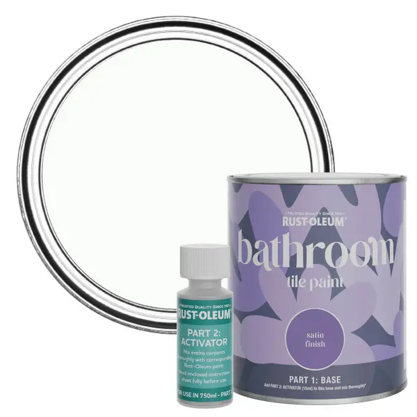 Image of Rust-Oleum Bathroom Tile Paint, Satin Finish - Moonstone 750ml -