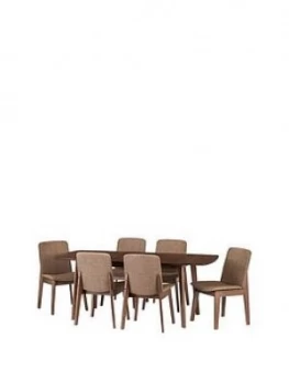 Image of Julian Bowen Kensington 150 - 194cm Solid Wood Extending Dining Table + 6 Chairs