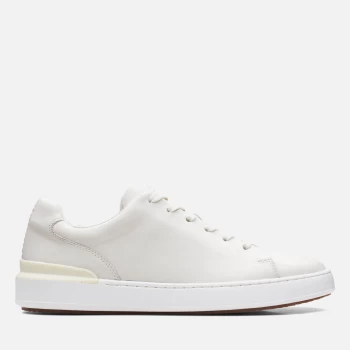 Image of Clarks Mens Courtlite Lace Leather Cupsole Trainers - White - UK 9