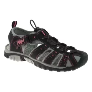 image of PDQ Womens/Ladies Toggle & Touch Fastening Sports Sandals (3 UK) (Black/Pink)