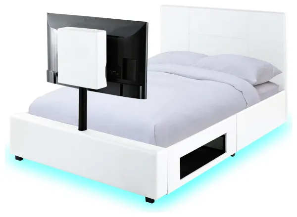 Image of X Rocker Living Ava Small Double TV Gaming Bed Frame - White
