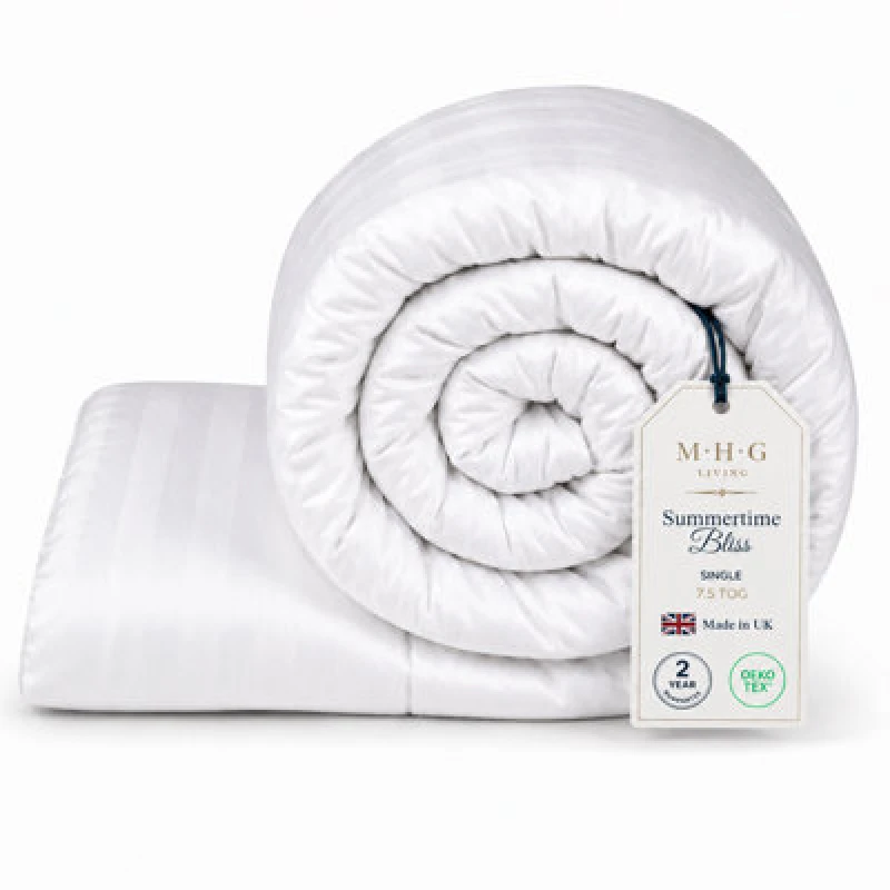 Image of MHG Living 7.5 Tog Summer Duvet - Lightweight Striped Microfibre Duvet, Breathable & Hypoallergenic