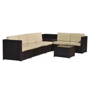 image of Alfresco 6 Seater Rattan Sofa Furniture Set, Brown