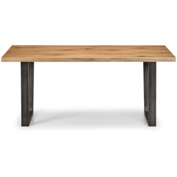 Image of Rustic Industrial Style Soild Oak Dining Table - Inez