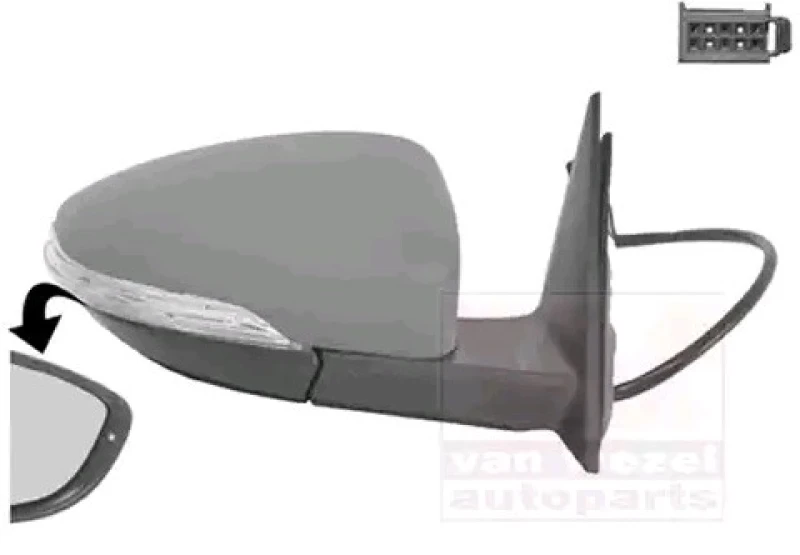 Image of VAN WEZEL 5806808 Wing mirror * HAGUS * Right, Heatable, primed Outside Mirror (50)