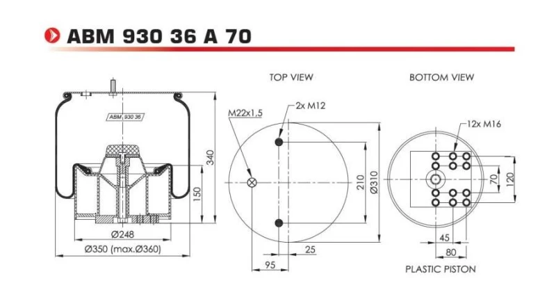 Image of NEOTEC ABM93036A70 Boot, air suspension Boot,air suspension (324)