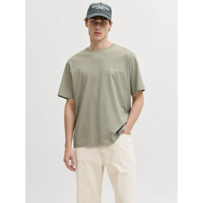 Image of jack & jones Short Sleeve T-Shirt Khaki Green Cotton S