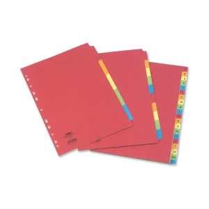 image of Concord Bright Subject Dividers Europunched 5-Part Extra Wide A4 Assorted Ref 52199