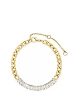 image of Mood Gold Crystal Baguette Chain T Bar Bracelet