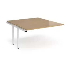 image of Bench Desk Add On 2 Person Rectangular Desks 1400mm Oak Tops With White Frames 1600mm Depth Adapt