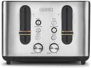 Image of Crux CRUX007 4 Slice Stainless Steel Toaster