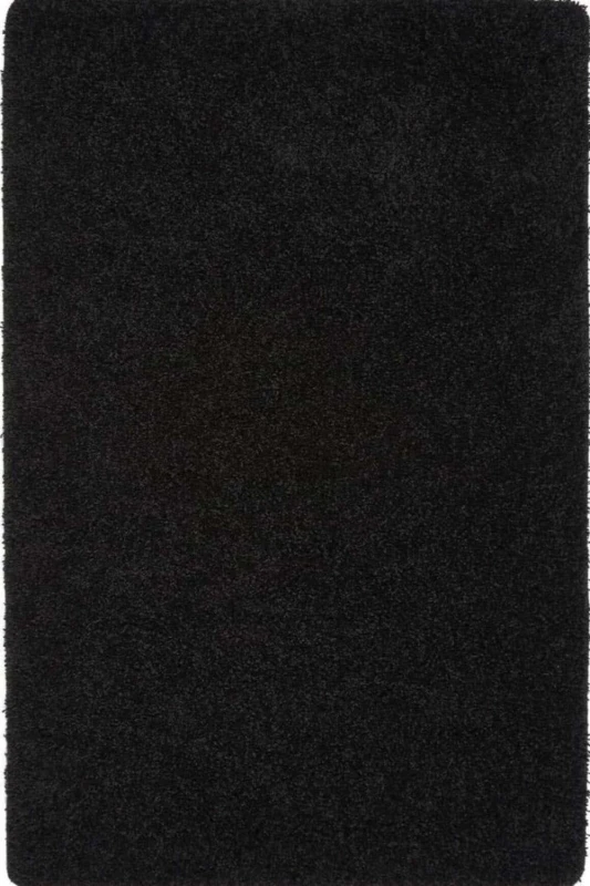 Image of THE RUGS Washable Non Slip Shaggy Rug Soft Stain Resistant Plain in Black Size: 67cm x 150cm Black Unisex 67cm x 150 cm