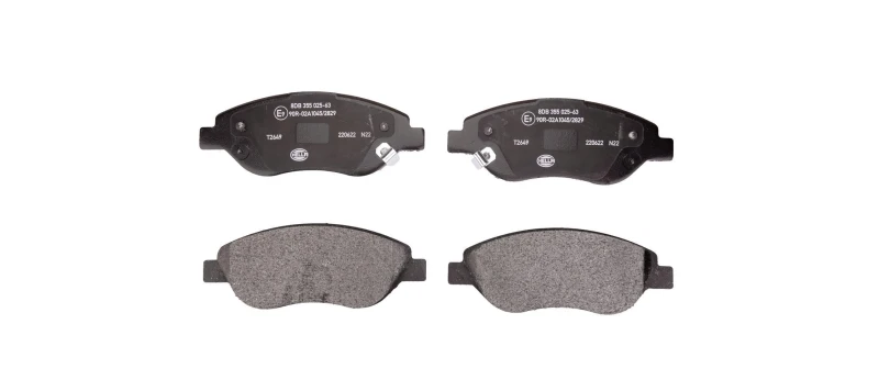 Image of HELLA 8DB 355 025-631 Brake pad set with acoustic wear warning, with accessories, with brake caliper screws Brake Pad Set,disc brake (402)