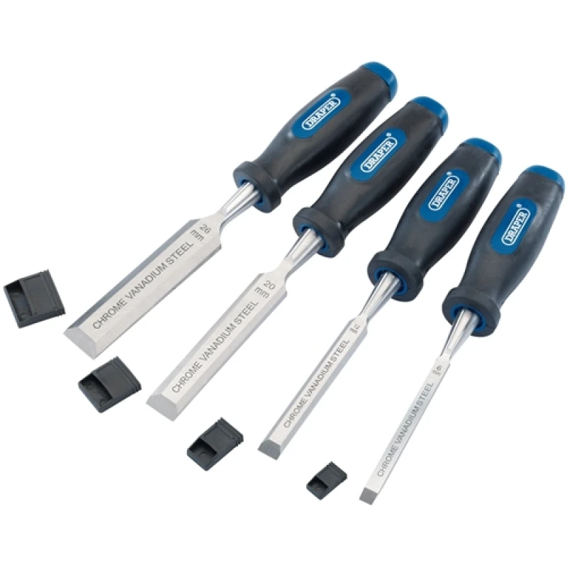 Image of Draper Soft Grip Bevel Edge Wood Chisel Set (4 Piece) 44502AWUK