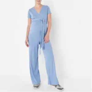 image of Missguided Maternity Ribbed Jumpsuit - Blue