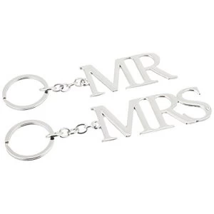 image of Amore By Juliana Silver Plated Keyring Set - Mr & Mrs