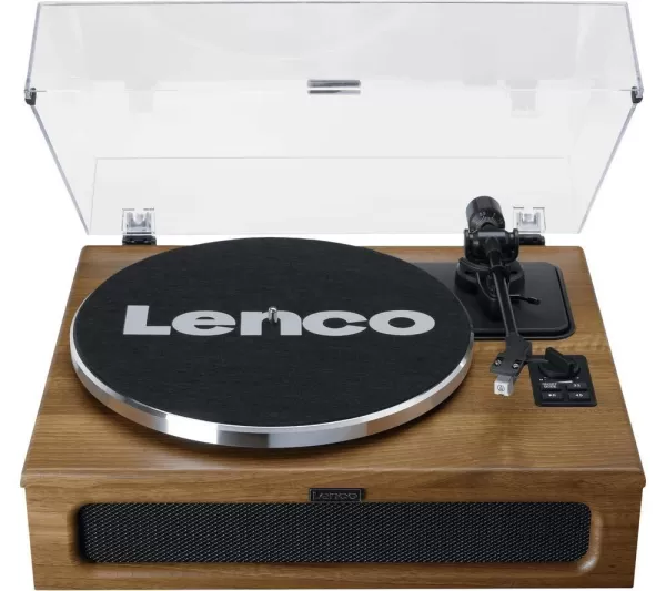 image of LENCO LS-410WA Belt Drive Bluetooth Turntable - Wood, Brown