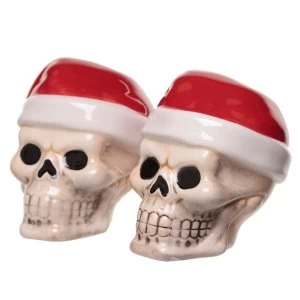 image of Christmas Skull Ceramic Salt and Pepper Set