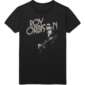 image of Roy Orbison - Guitar & Logo Mens Small T-Shirt - Black