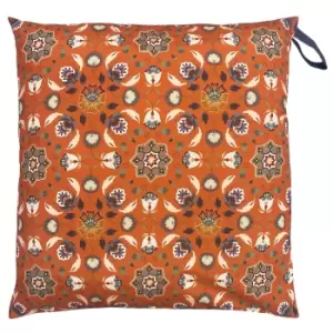 Image of furn. Folk Floral Outdoor Floor Cushion Orange