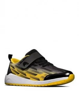 image of Clarks Aeon Pace Lace Trainer, Black/Yellow, Size 1 Older